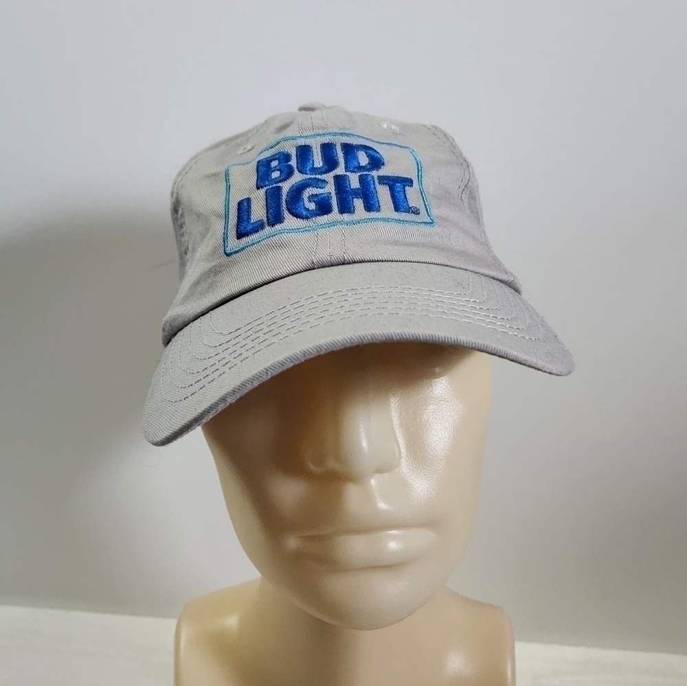 Bud light gray blue baseball hat cap unisex